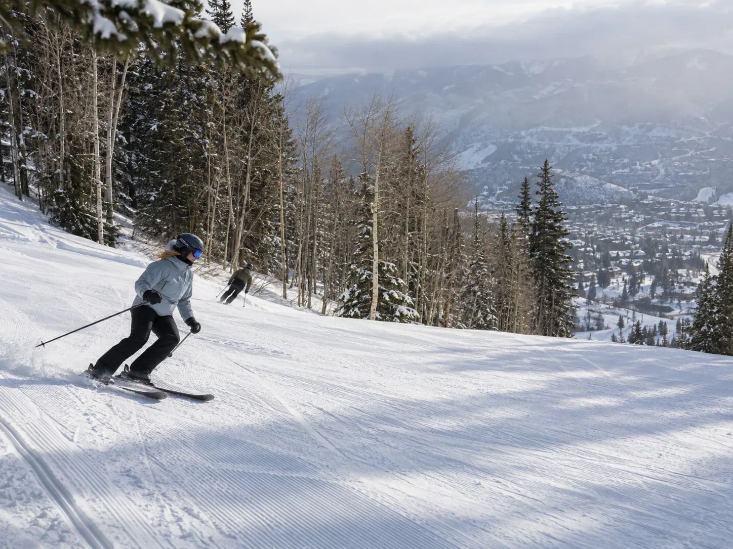 AI-generated editorial skiing scene inspired by Aspen